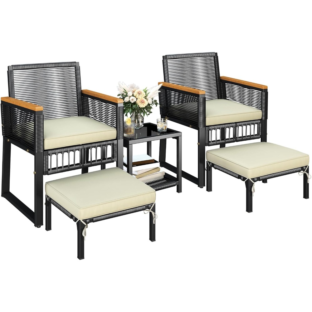 Outdoor Furniture On Sale - 5-Piece Outdoor Conversation Set, Wicker Rattan