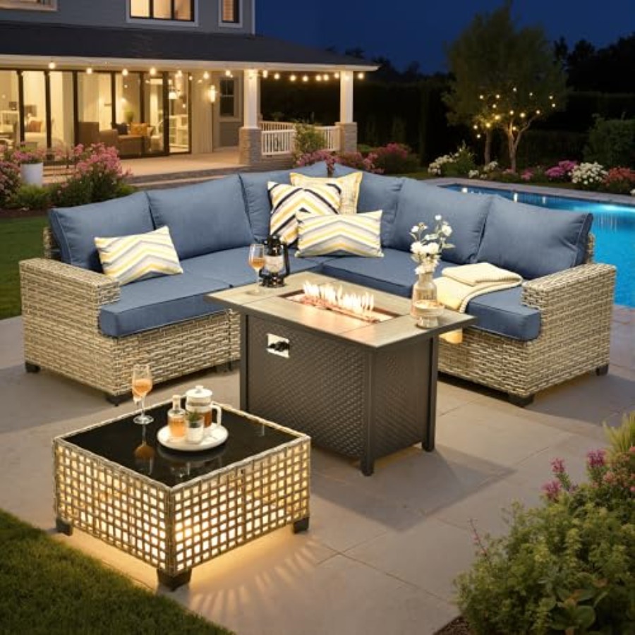 Outdoor Furniture Set With Fire Pit - Outdoor Sectional Patio Furniture Set with