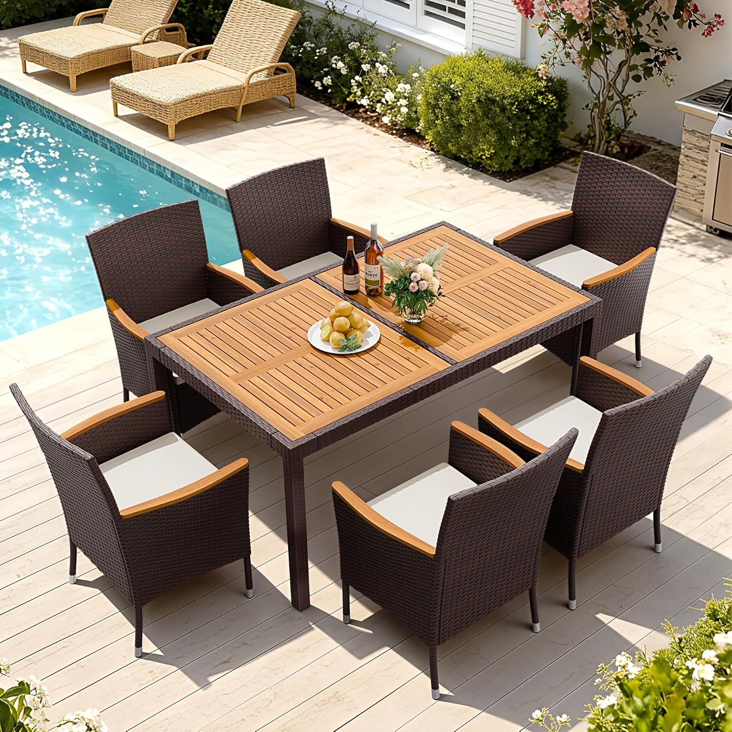Outdoor Furniture On Sale - 7 Piece Patio Dining Set Acacia
