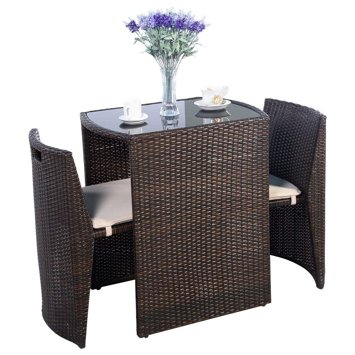 Outdoor Furniture On Sale - 3 PCS Cushioned Outdoor Wicker Patio