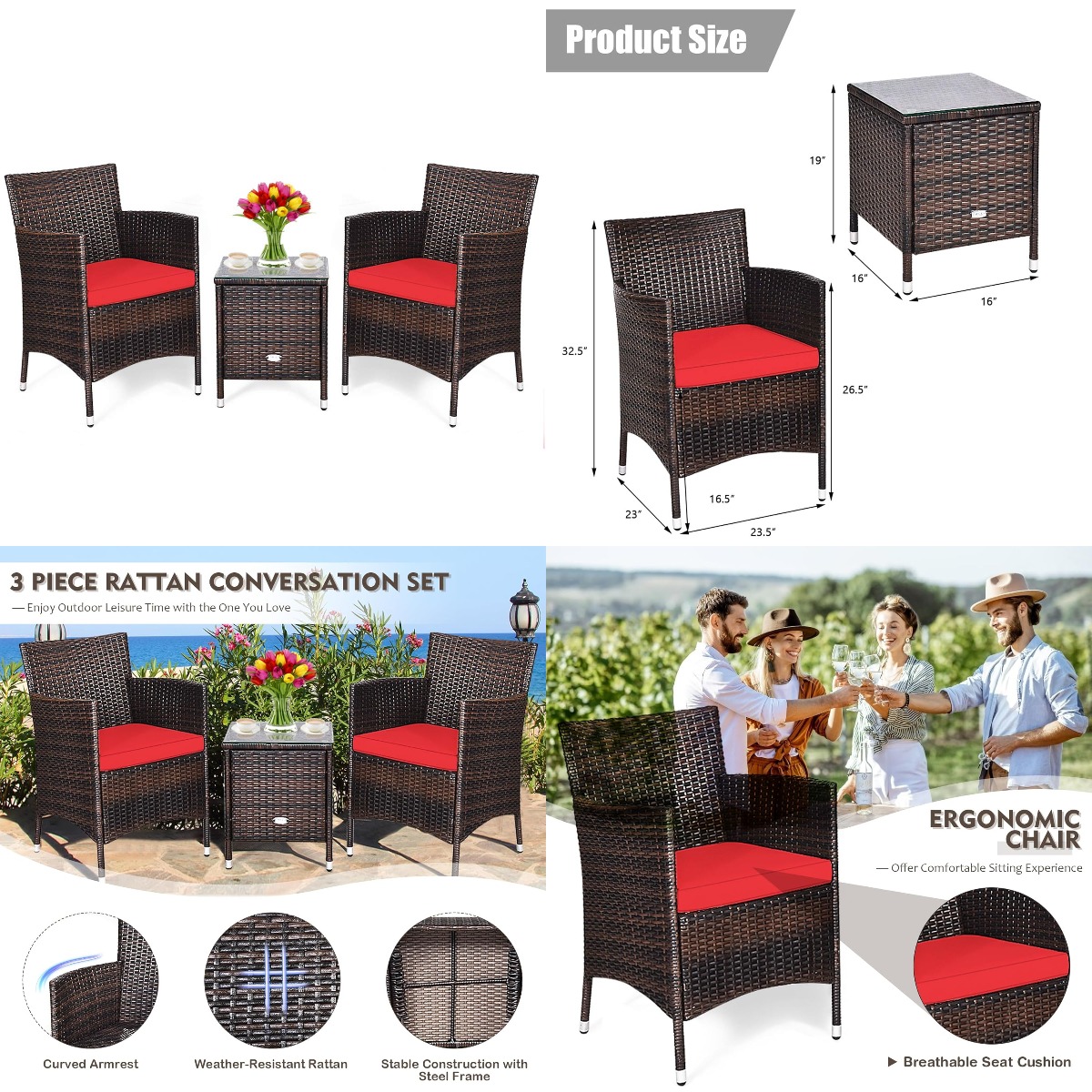 3 Piece Wicker Patio Furniture - огляд і ціна Outdoor Furniture On Sale