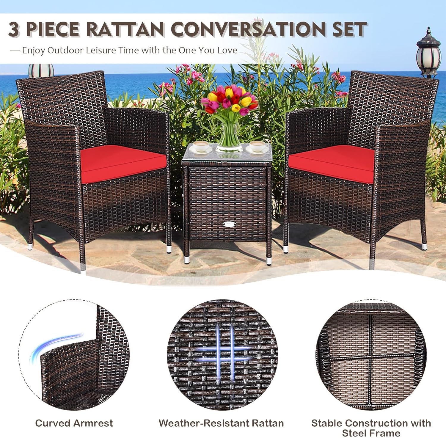 3 Piece Wicker Patio Furniture - огляд і ціна Outdoor Furniture On Sale