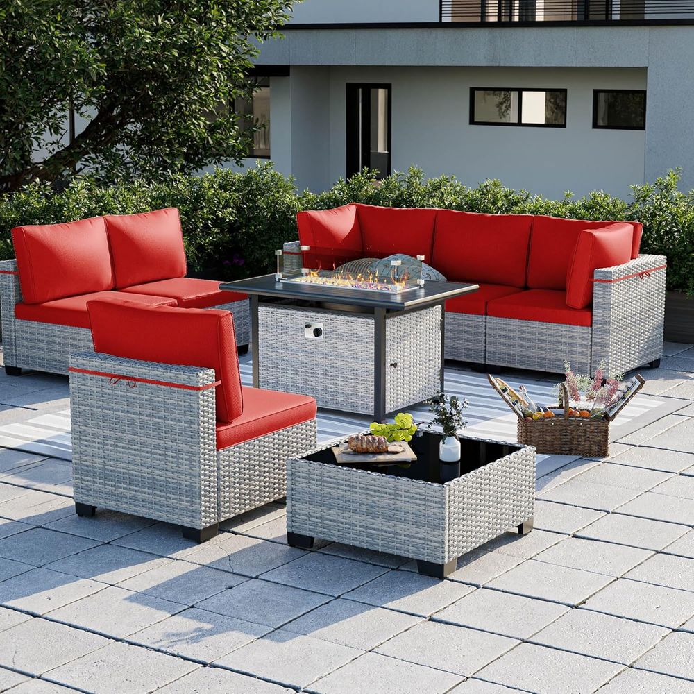 8-Piece Outdoor Patio Furnitur - огляд і ціна Outdoor Furniture Set With Fire Pit