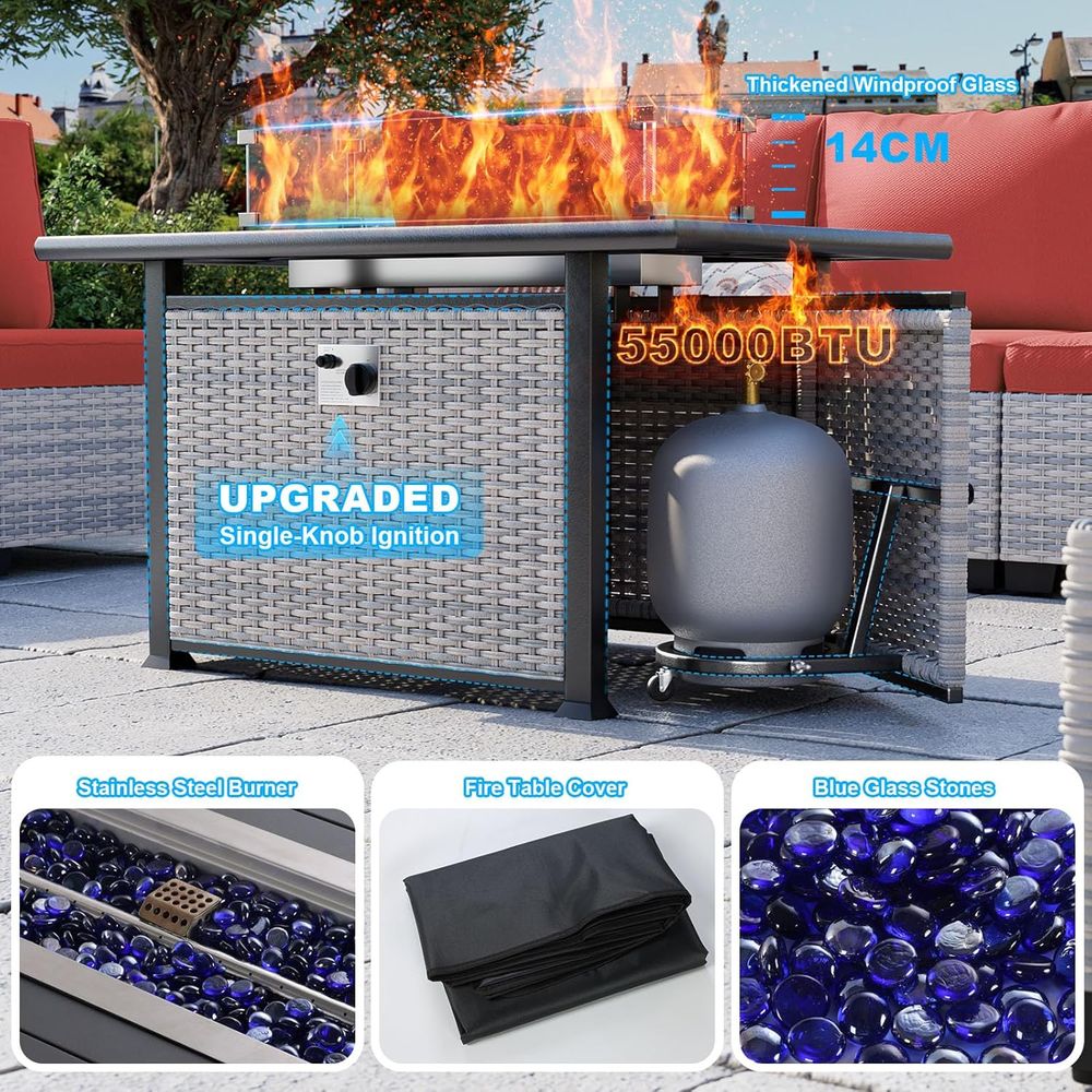 8-Piece Outdoor Patio Furnitur - огляд і ціна Outdoor Furniture Set With Fire Pit
