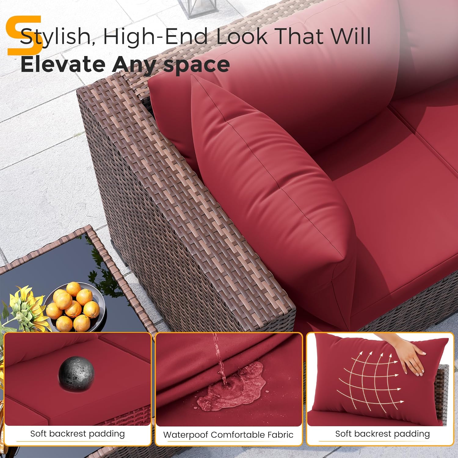 8pc All-Weather Wicker Section - огляд і ціна Outdoor Furniture Set With Fire Pit