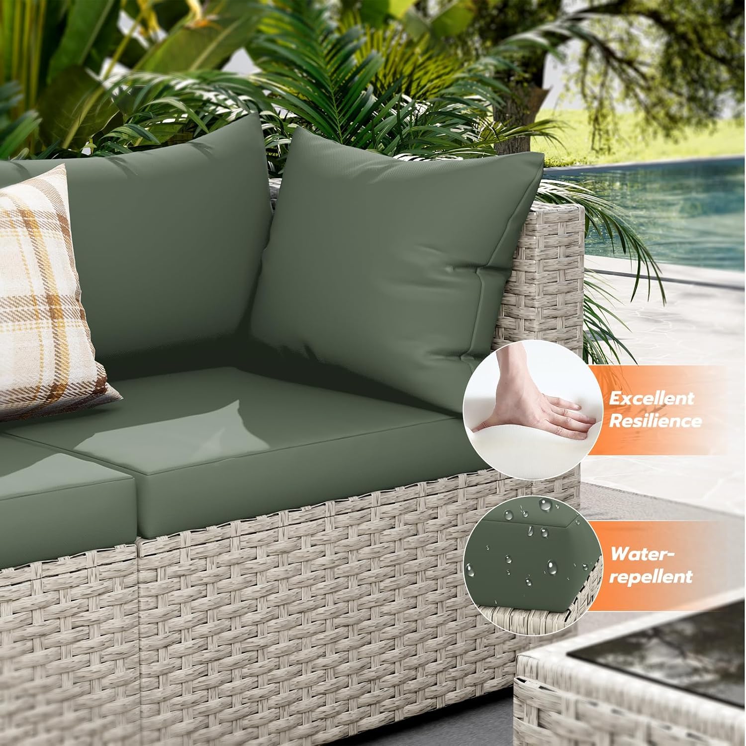 8-Seat Outdoor Sectional Sofa  - огляд і ціна Outdoor Furniture Set With Fire Pit