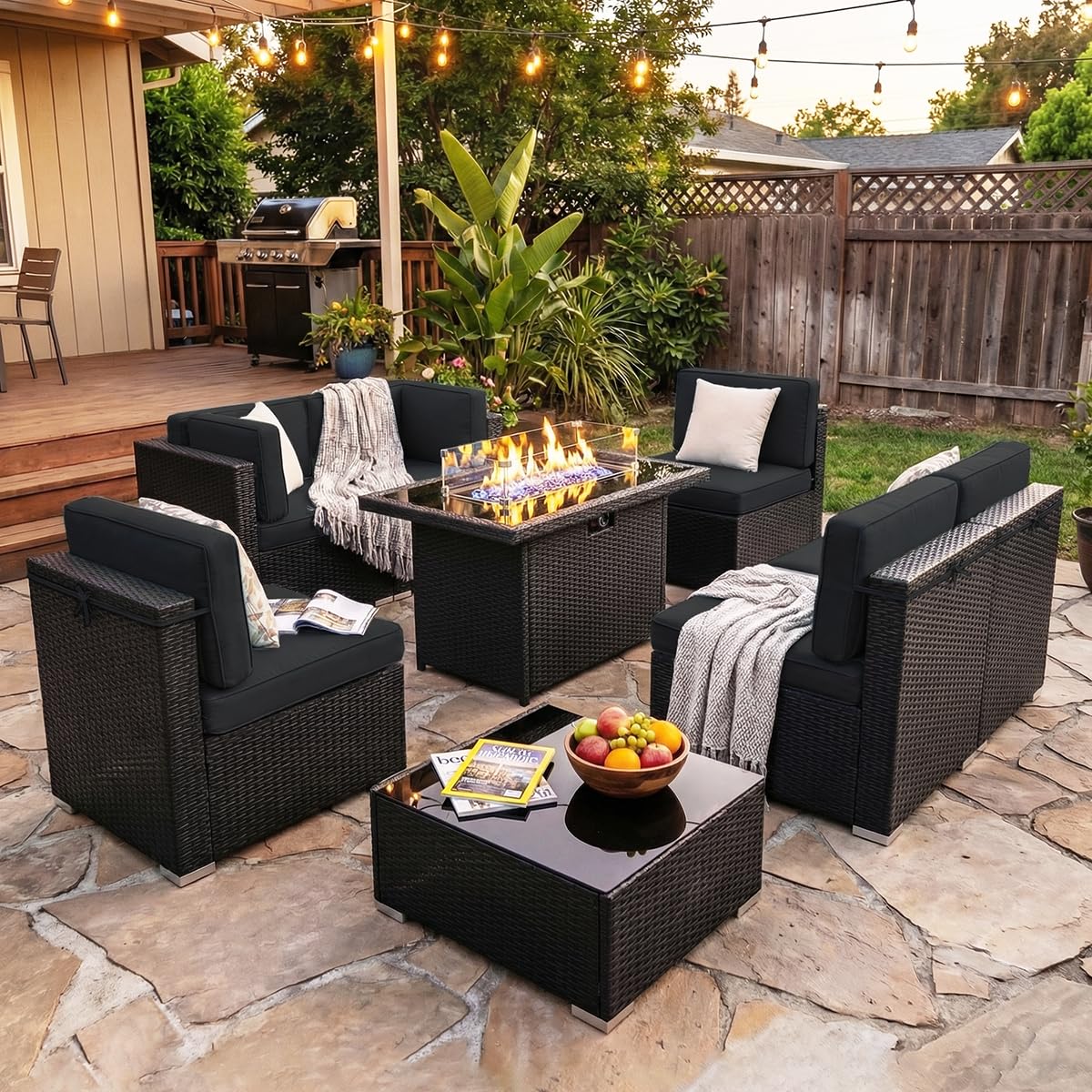8 Pieces Patio Furniture Set w - огляд і ціна Outdoor Furniture Set With Fire Pit