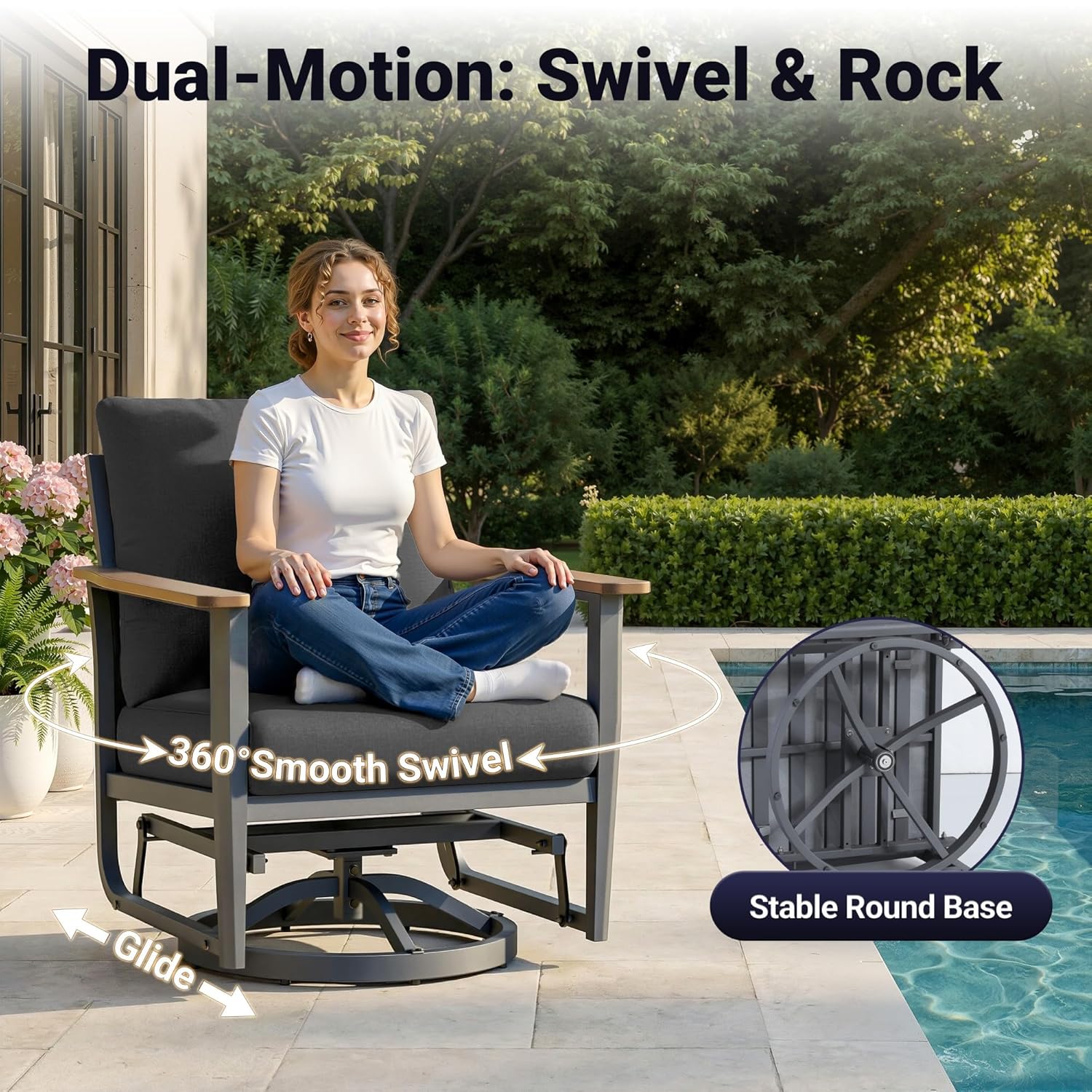 5pc Aluminum Patio Set Swivel  - огляд і ціна Outdoor Furniture Set With Fire Pit