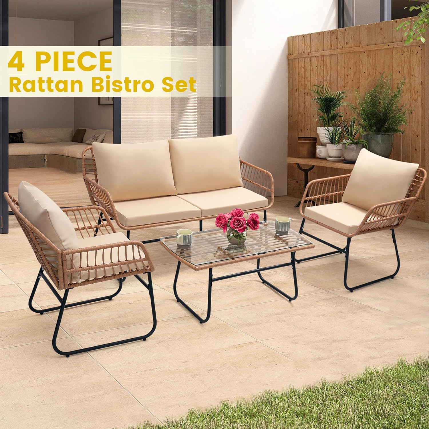 4 Piece Patio Bistro Outdoor F - огляд і ціна Outdoor Furniture On Sale