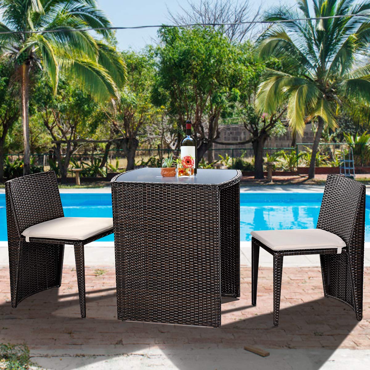 3 PCS Cushioned Outdoor Wicker - огляд і ціна Outdoor Furniture On Sale