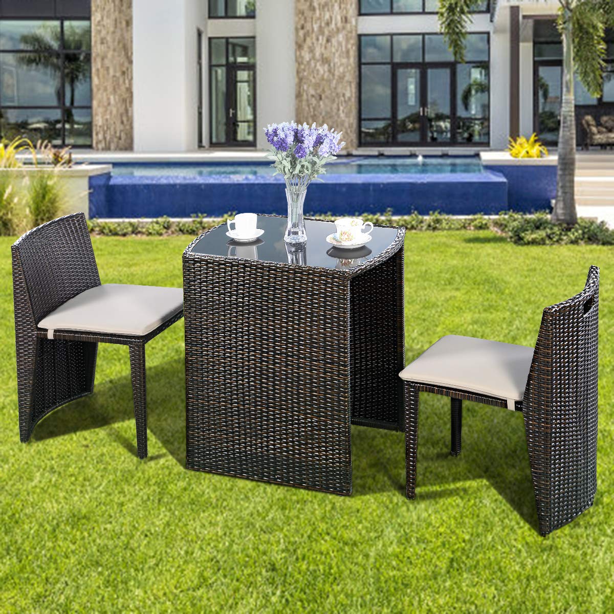 3 PCS Cushioned Outdoor Wicker - огляд і ціна Outdoor Furniture On Sale