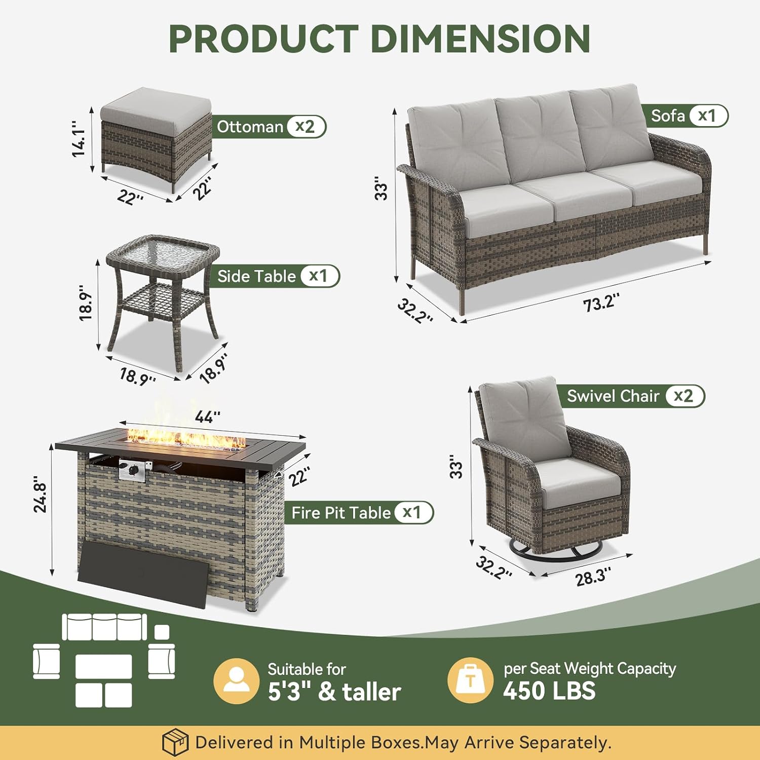 7-Piece Wicker Patio Set with  - огляд і ціна Outdoor Furniture Set With Fire Pit
