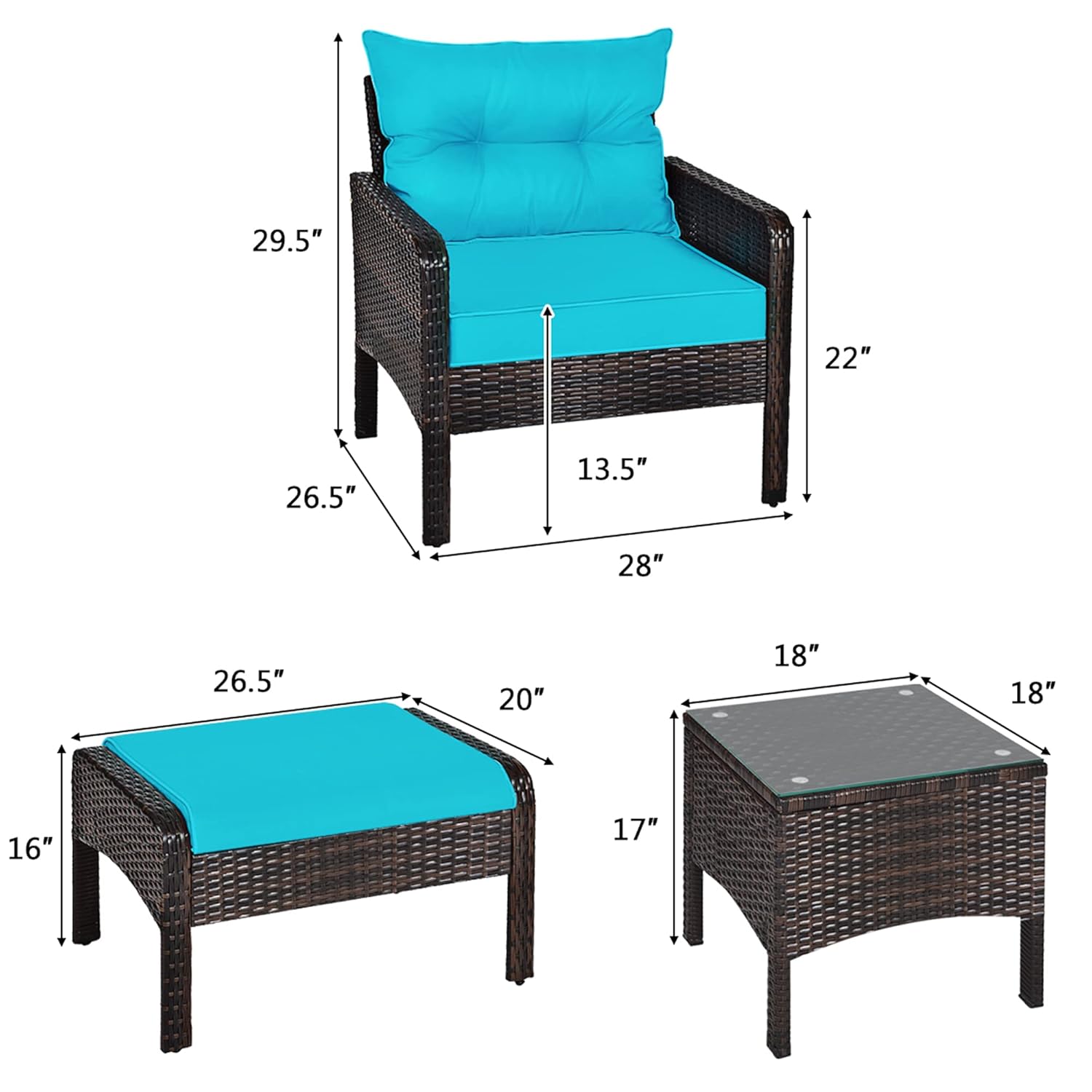 5 Piece Rattan Patio Set Cushi - огляд і ціна Outdoor Furniture On Sale