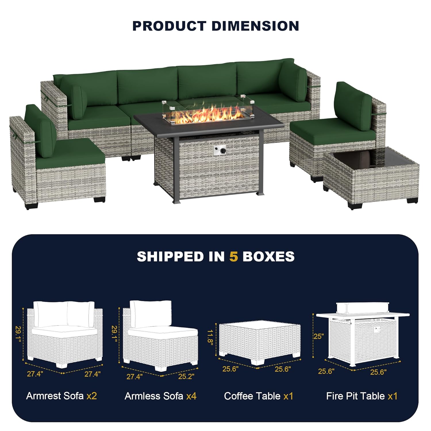 8-Piece Outdoor Patio Furnitur - огляд і ціна Outdoor Furniture Set With Fire Pit